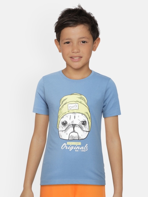 

Jack & Jones Boys Blue Organic Cotton Printed Sustainable T-shirt