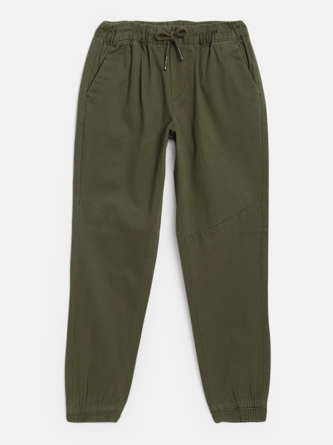 

Jack & Jones Boys Olive Green Regular Fit JJIVEGA JJJOGGER AKM Solid Joggers