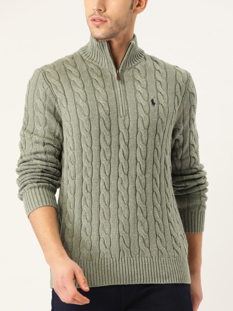 

Polo Ralph Lauren Men Green Pure Cotton Cable Knit Pullover