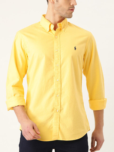 

Polo Ralph Lauren Men Yellow Pure Cotton Custom Fit Solid Casual Shirt