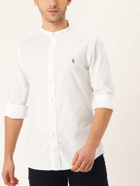 

Polo Ralph Lauren Men White Pure Cotton Slim Fit Solid Casual Shirt