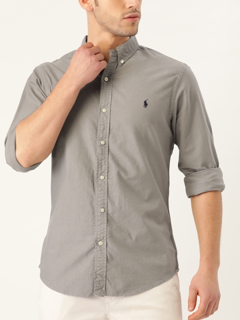 

Polo Ralph Lauren Men Grey Pure Cotton Slim Fit Solid Casual Shirt