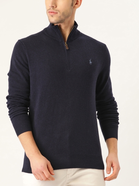 

Polo Ralph Lauren Men Navy Pure Wool Solid Pullover, Navy blue