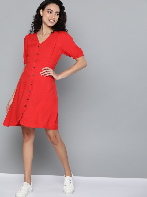 

Mast & Harbour Women Red Solid A-Line Dress
