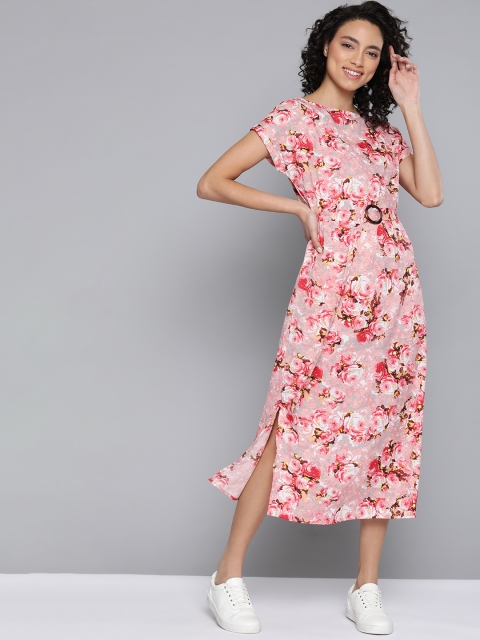 

Mast & Harbour Women Pink & Red Floral Print Shift Dress