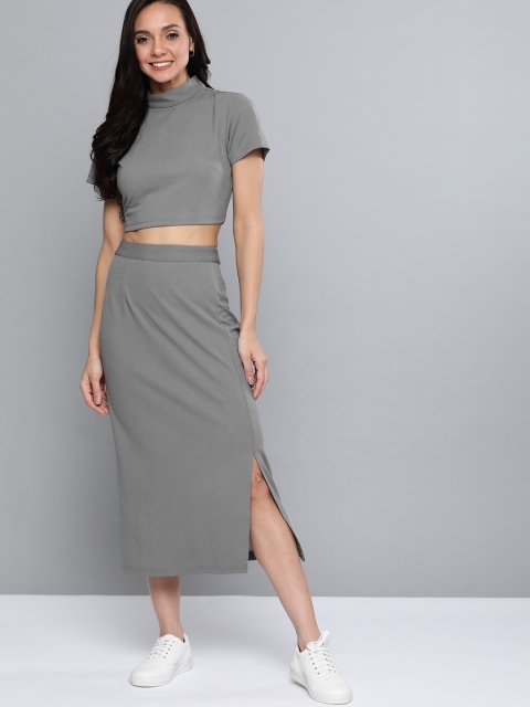 

Mast & Harbour Women Grey Solid Co-ordinate Sets Dress