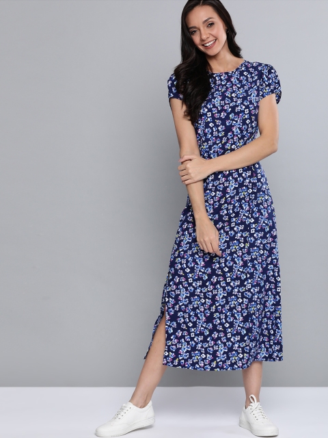 

Mast & Harbour Women Blue Floral Print A-Line Dress