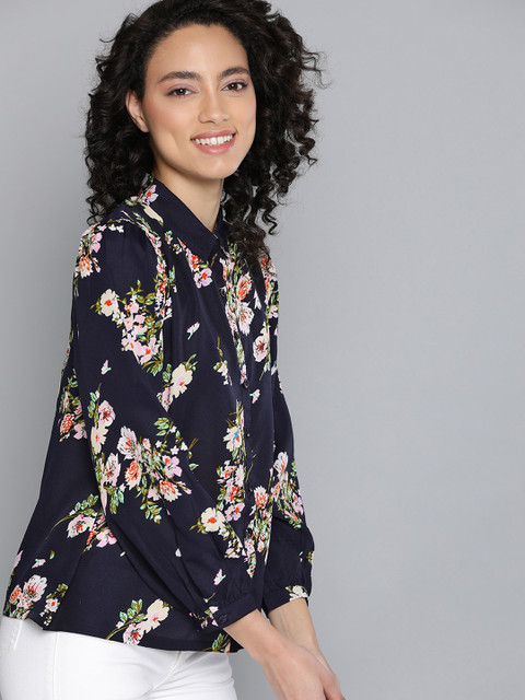 

Mast & Harbour Women Navy Blue Floral Print Casual Shirt