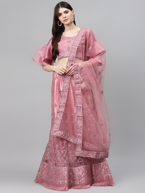 

Chhabra 555 Pink & Golden Semi-Stitched Lehenga & Unstitched Blouse with Dupatta