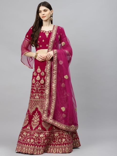 

Chhabra 555 Magenta & Golden Semi-Stitched Lehenga & Unstitched Blouse with Dupatta