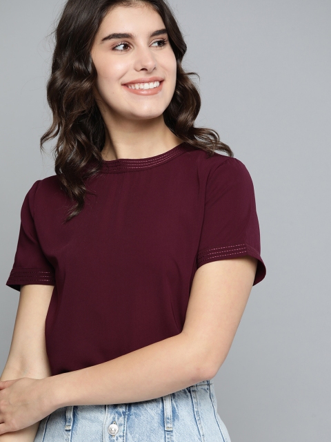 

Mast & Harbour Women Purple Solid Top