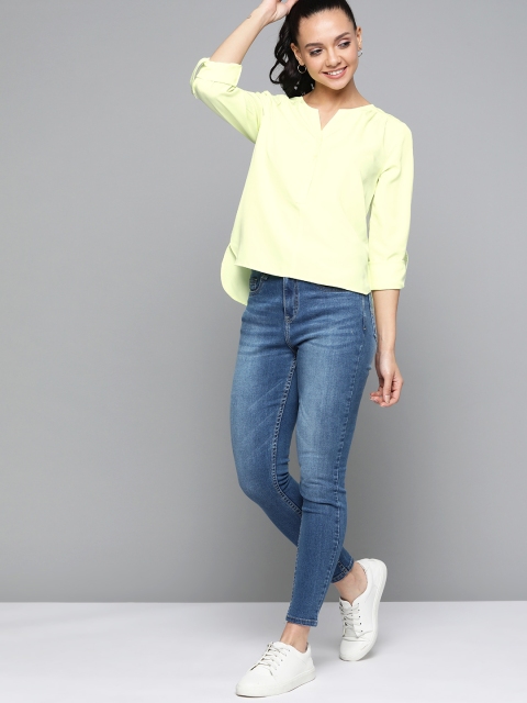 

Mast & Harbour Women Yellow Solid Top