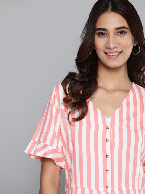 

Mast & Harbour Women Pink & White Striped A-Line Top