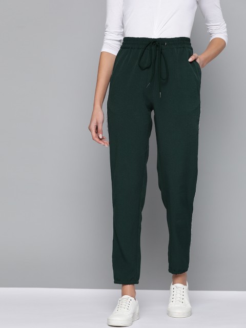 

Mast & Harbour Women Dark Green Solid Cropped Joggers