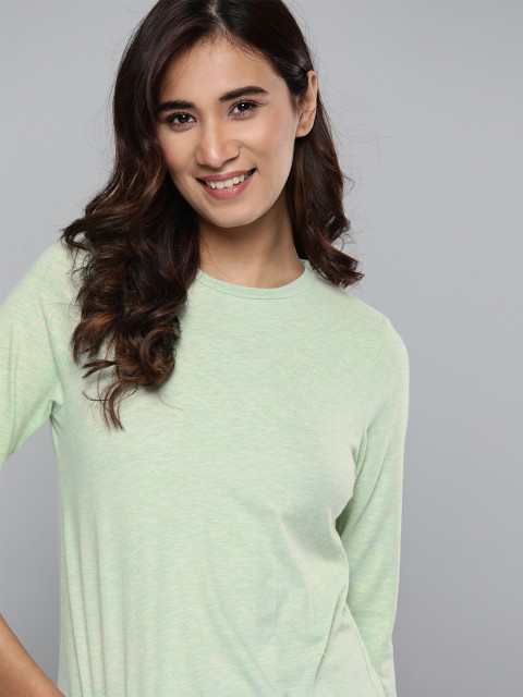 

Mast & Harbour Women Sea Green Solid Round Neck T-shirt
