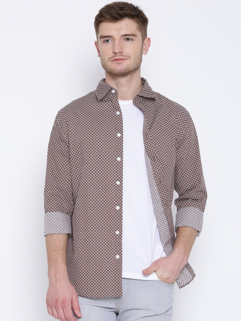 

H.E. by MANGO Brown Printed Slim Casual Shirt