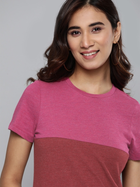 

Mast & Harbour Women Pink Colourblocked Round Neck T-shirt