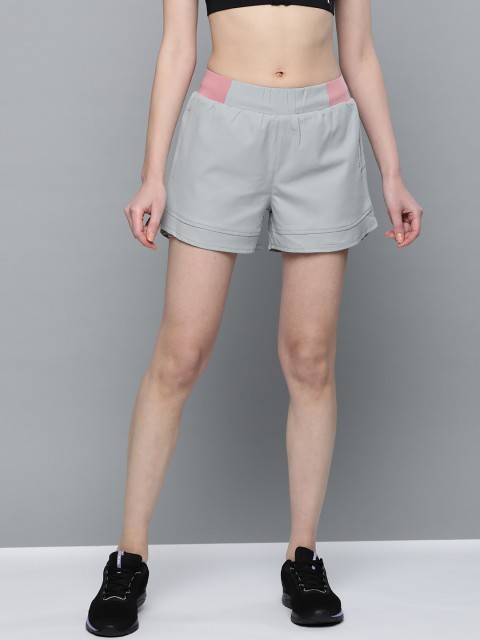 

HRX by Hrithik Roshan Women Grey Solid Rapid-Dry Regular Fit Sports Running Shorts