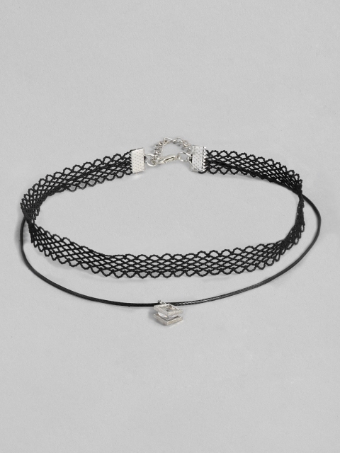 

DressBerry Black Lace Design Layered Choker Necklace