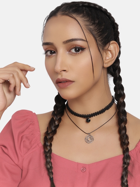

DressBerry Black Lace Design Layered Choker Necklace