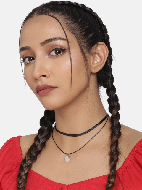 

DressBerry Black Double Strand Charm Choker Necklace