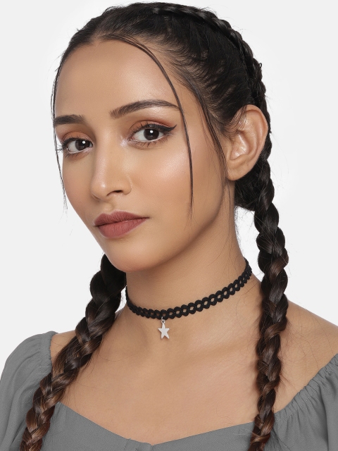 

DressBerry Black Lace Design Choker Necklace