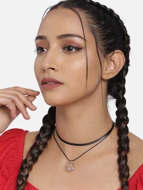 

DressBerry Black Studded Layered Choker Necklace