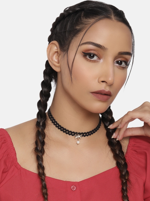 

DressBerry Black Beaded Choker Necklace