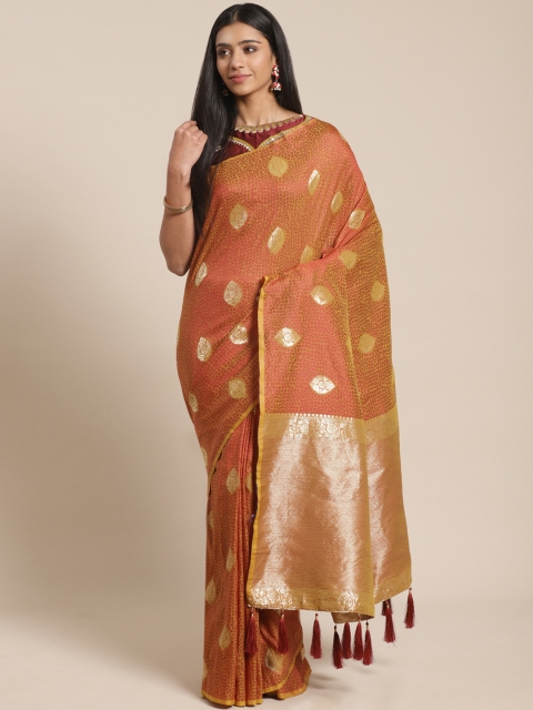 

MANOHARI Brown & Golden Woven Design Banarasi Saree