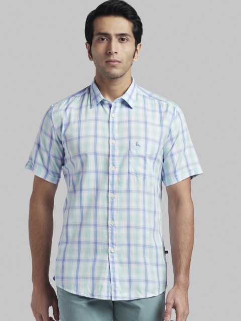 

Parx Men Green Slim Fit Checked Casual Shirt