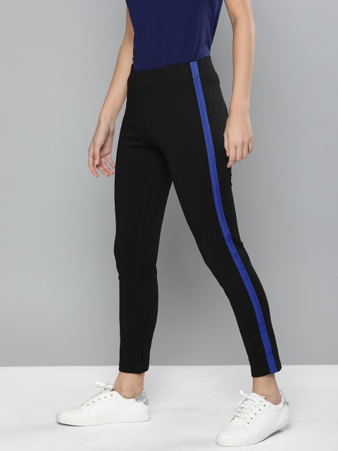

Chemistry Women Black Regular Fit Joggers with Side Stripe