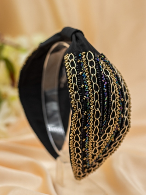 

Bellofox Women Black & Gold-Toned Embellished Hairband
