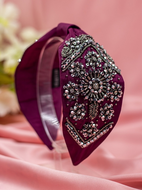 

Bellofox Burgundy & Grey Embellished Hairband