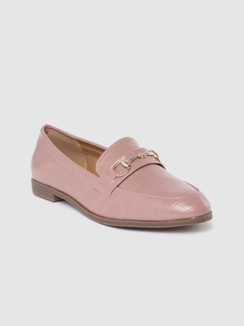 

Allen Solly Women Pink Croc Textured Horsebit Loafers