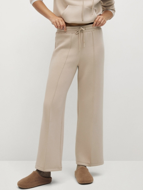 

MANGO Women Beige Regular Fit Solid Parallel Trousers