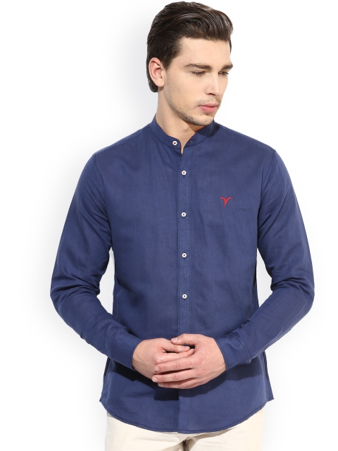 

Monteil & Munero Blue Linen Slim Fit Smart Casual Shirt