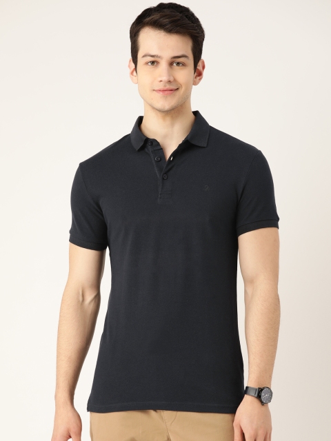 

United Colors of Benetton Men Navy Blue Solid Polo Collar T-shirt