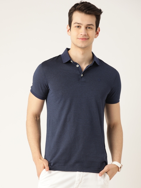 

United Colors of Benetton Men Navy Blue Solid Pure Cotton Polo Collar T-shirt