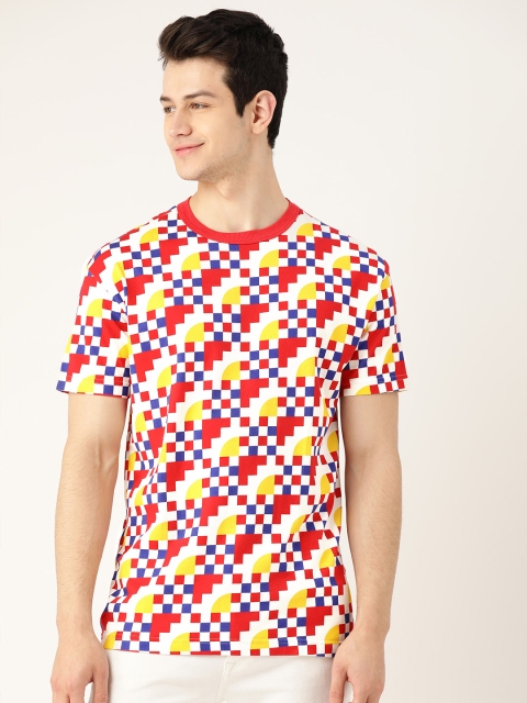 

United Colors of Benetton Men White & Red Printed Pure Cotton Round Neck T-shirt