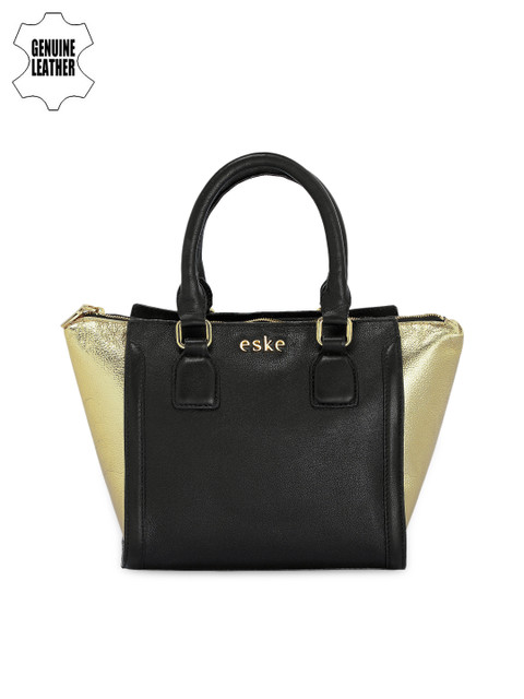 

Eske Black & Gold-Toned Leather Handbag
