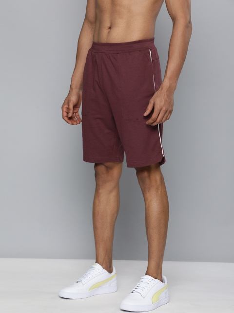 

HRX By Hrithik Roshan Men Maroon Solid Regular Fit Mid-Rise Bio-Wash Lifestyle Shorts