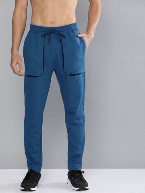 

HRX By Hrithik Roshan Men Mazarine Blue &Jet Black Colourblock Slim Fit Antimicrobial Training Track Pants
