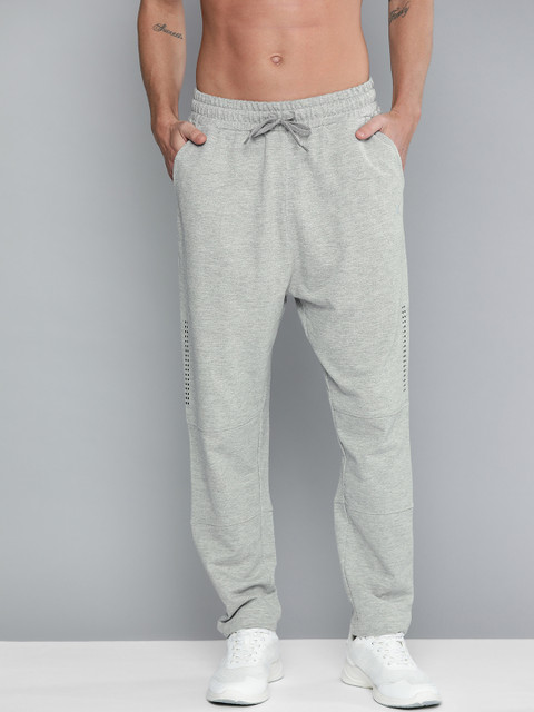 

HRX By Hrithik Roshan Men Grey Melange Solid Drop Crotch Fit Melange Bio-Wash Training Track Pants