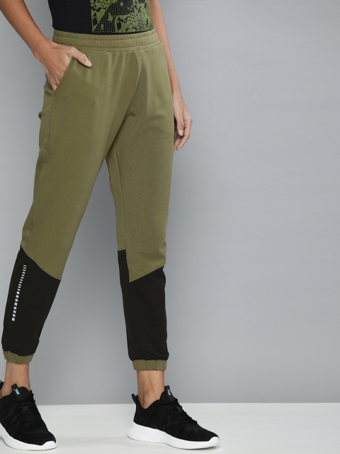 

HRX By Hrithik Roshan Women Burnt Olive Colourblock Regular Fit Lycra Rapid-Dry Antimicrobial Training Joggers