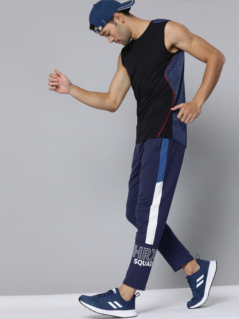 

HRX By Hrithik Roshan Men Medival Blue Solid Slim Fit Lycra Bio-Wash Gold Finish Lifestyle Track Pants