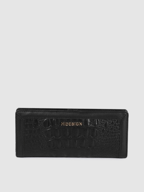 

Hidesign Women Black Animal Textured GLAM Leather Two Fold Wallet