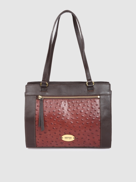 

Hidesign Brown & Maroon Colourblocked Leather Shoulder Bag