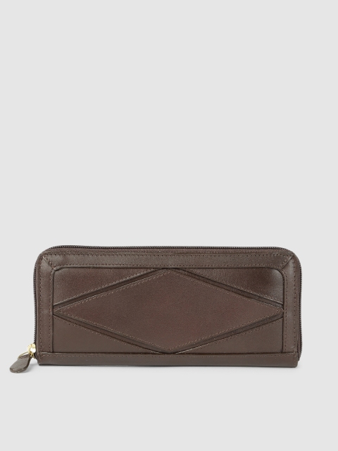

Hidesign Women Brown Self Design Zip Around Wallet