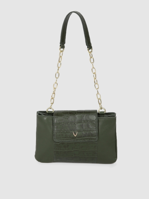 

Hidesign Olive Green Animal Textured AQUARIUS 01 Leather Shoulder Bag