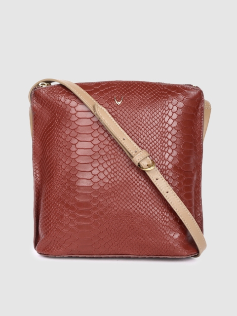 

Hidesign Brown Textured Leather Sling Bag, Red